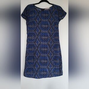 Love 21 Blue and Black Patterned Midi Dress